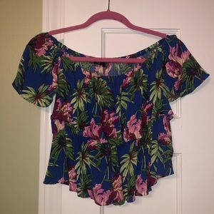 Topshop Tropical Off the shoulder Shirt